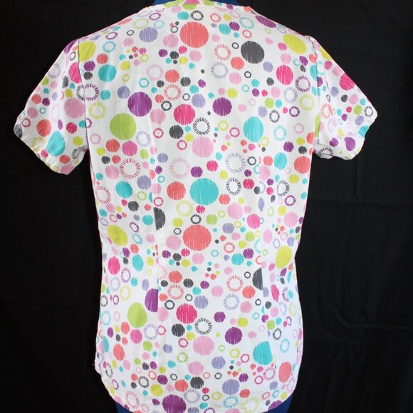 UA Scrubs Women's 4-Pocket V-Neck Scrub Top Multicolor Circles Size XS UA879 - Picture 7 of 10